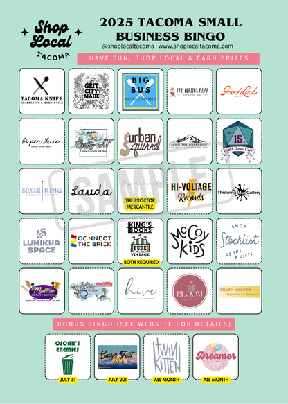 Tacoma Small Biz BINGO Card